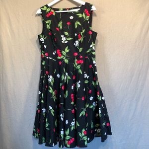 Cherry-print swing dress